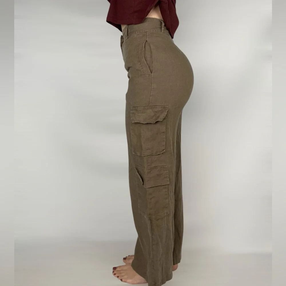 REFORMATION Linen Net‎ Sustain Mateo Wide Leg Cargo Pant